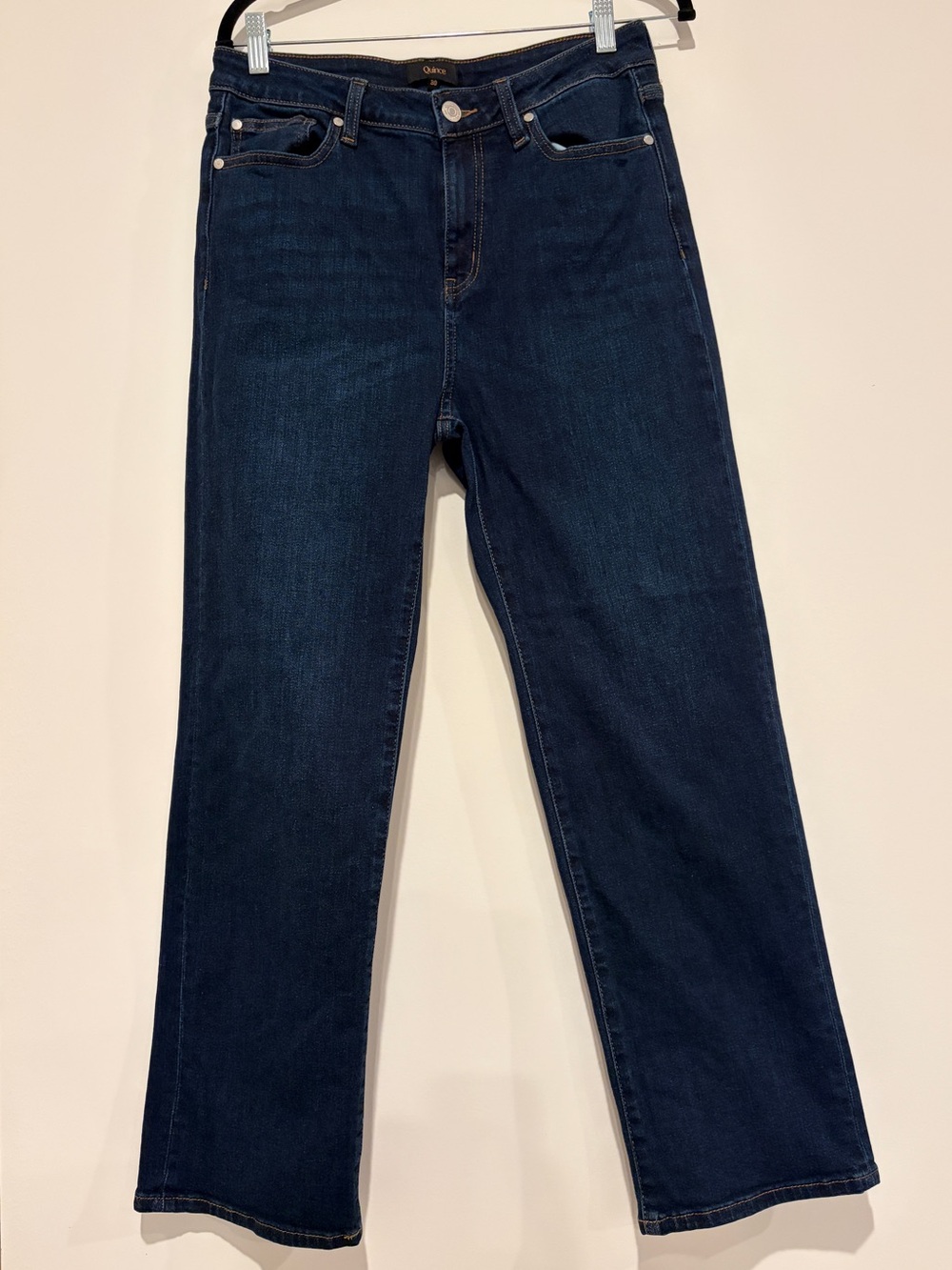 Quince Bella Stretch Organic Cotton Wide Leg Jeans Dark Wash Size 30